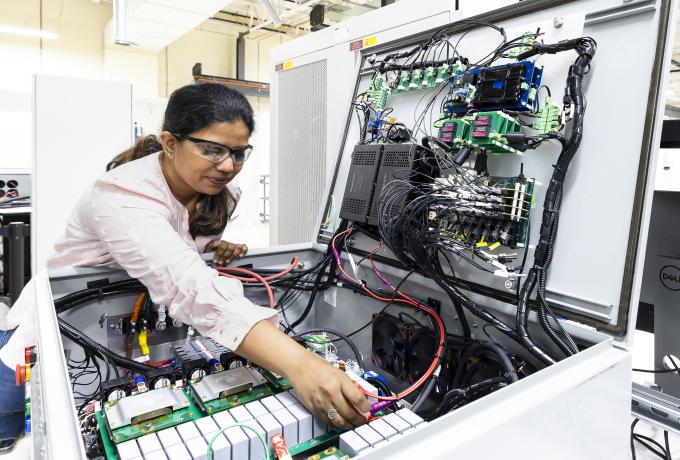 Radha Krishna Moorthy working with converter system at GRID-C