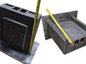 Using a toolpath strategy for weight reduction, two near-net shape dies were manufactured using a gas metal arc welding additive manufacturing process at the Lincoln Electric Additive Solutions facility. Credit: Lincoln Electric