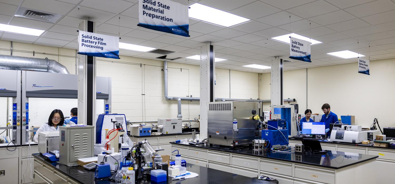 battery lab with engineers working