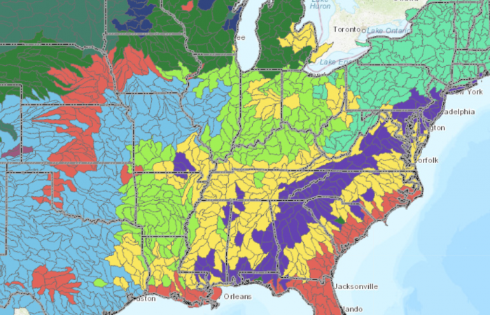 The U.S. stream classification tool allows users to select streams that share similar properties and functions to serve as reference sites or ecological case studies. Credit: Oak Ridge National Laboratory, U.S. Dept. of Energy