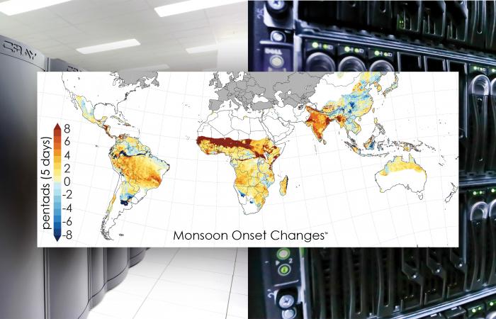 Members of the international team simulated changes to the start times of monsoon seasons across the globe, with warm colors representing onset delays. Credit: Moetasim Ashfaq and Adam Malin/Oak Ridge National Laboratory, U.S. Dept. of Energy
