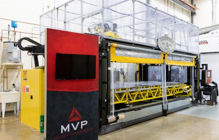 The Reactive Additive Manufacturing Machine or RAM, was recognized with a 2021 FLC award for Excellence in Technology Transfer. The large thermoset 3D printer was co-developed by ORNL and Magnum Venus Products and can produce large, lightweight parts. Credit: ORNL, U.S. Dept of Energy