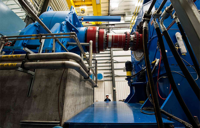 The Dynamometer Test Facility at the National Renewable Energy Laboratory’s Flatirons Campus is used to test wind and water drivetrains with capacity ratings up to five megawatts. Credit: Dennis Schroeder/NREL
