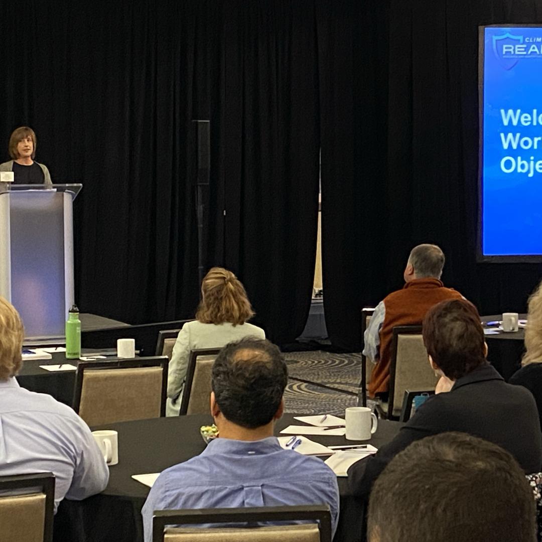 ORNL’s Deputy for Science and Technology Susan Hubbard opens the Climate READi Southeast workshop in Knoxville. Credit: ORNL, U.S. Dept of Energy