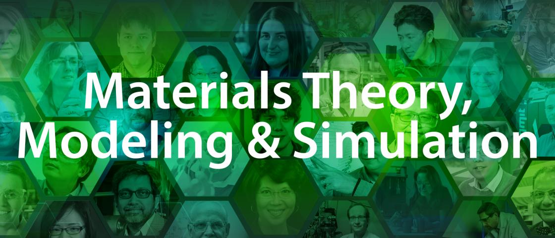 Materials Theory, Modeling and Simulation text over background graphic.
