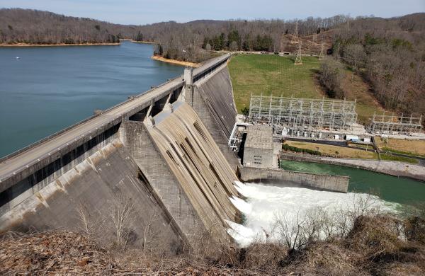 Hydro dam releasing water