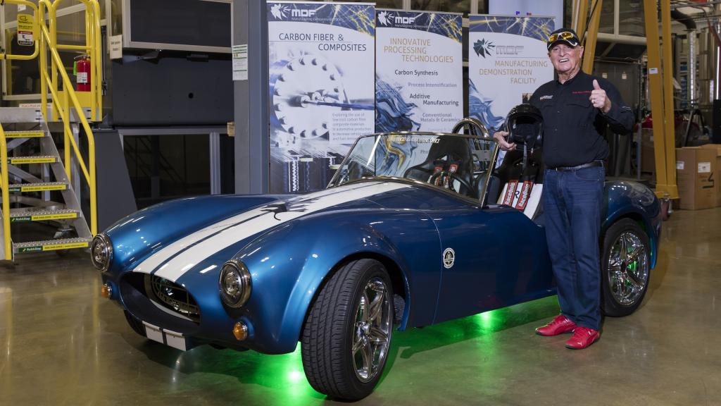 Bob Bondurant with 3D Printed Shelby Cobra 