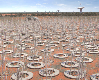 An artist rendering of the SKA’s low-frequency, cone-shaped antennas in Western Australia. Credit: SKA Project Office. Computer Science and Mathematics Division CSMD ORNL