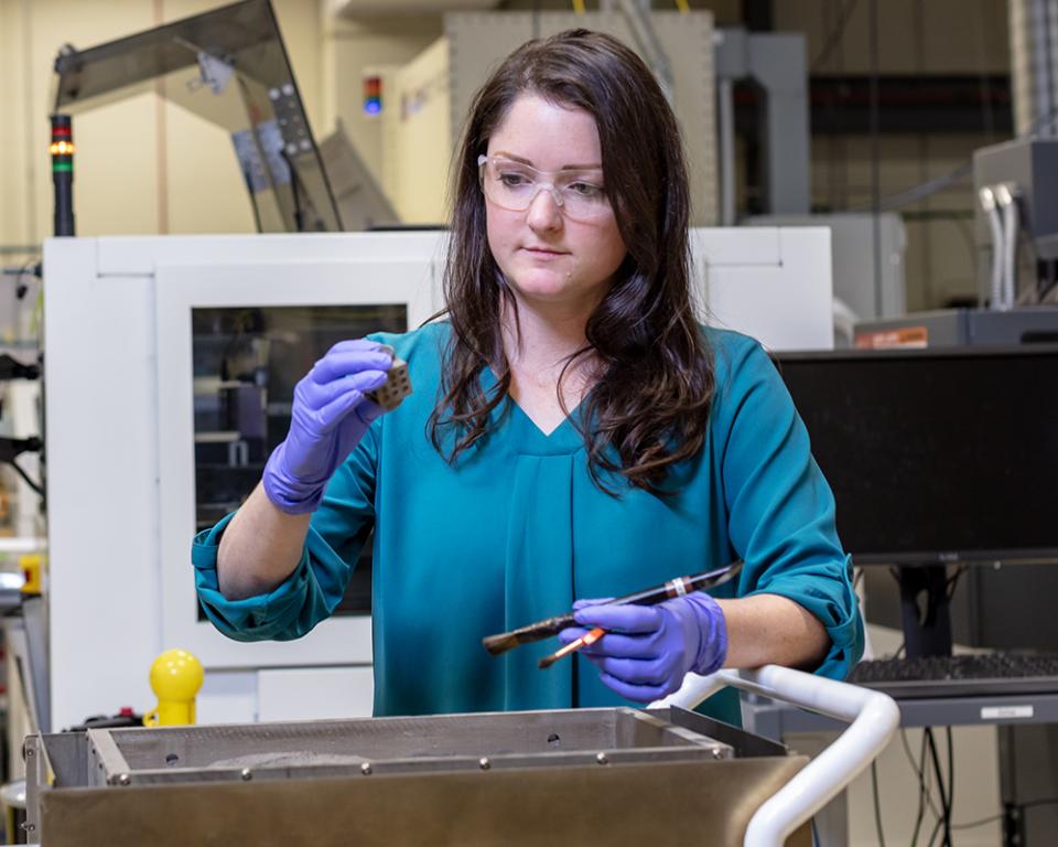 Amy Elliott at the Manufacturing Demonstration Facility