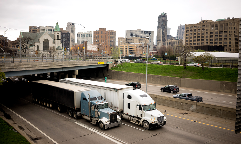 Traffic on a Detroit highway