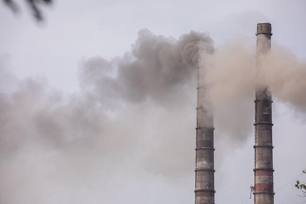 Smoke billowing from stacks