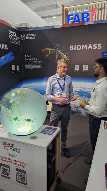 ORNL Corporate Fellow Peter Thornton visited with a consortium called Space4Climate that develops remote sensing solutions to understand and characterize Earth systems at COP28 in Dubai.