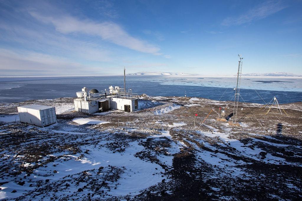 Atmospheric Radiation Monitoring buildings at the edge of an arctic coast
