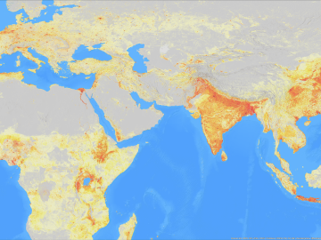 A LandScan image of population distributions. The ORNL-developed LandScan/LandCast Population Datasets and the Quantum Random Number Generator received national Excellence in Technology Transfer awards from the Federal Laboratory Consortium.