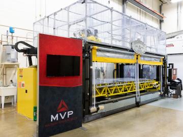 The Reactive Additive Manufacturing, or RAM, machine for large-scale thermoset printing supports two technologies licensed by MVP and developed in collaboration with ORNL. Credit: Carlos Jones/ORNL, U.S. Dept. of Energy.