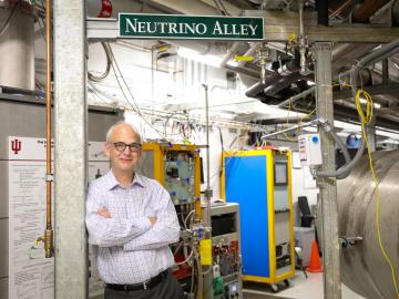 ORNL’s Marcel Demarteau inspects experiments along Neutrino Alley at the Spallation Neutron Source, which makes neutrinos as a byproduct. Credit: Genevieve Martin/ORNL, U.S. Dept. of Energy