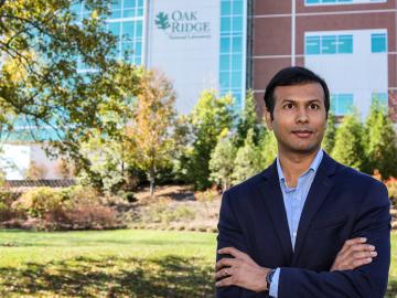 Gautam Thakur, a researcher in Oak Ridge National Laboratory’s Geospatial Science and Human Security Division, leads work on PlanetSense, a computing platform that combs the Web for geographic information on disasters and other events. His work helped aid relief and recovery efforts in the Bahamas during Hurricane Dorian. Photo: Carlos Jones
