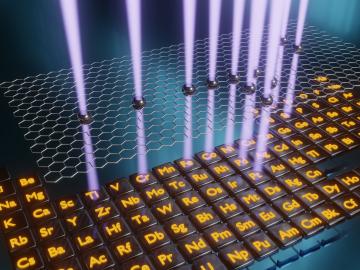 Transition metals stitched into graphene with an electron beam form promising quantum building blocks. Credit: Ondrej Dyck, Andrew Lupini and Jacob Swett/ORNL, U.S. Dept. of Energy