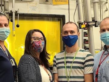 Summer Widner, Stephanie Timbs, James Gaugler and James Avenell of ORNL are part of a team that processes thorium-228, a byproduct of actinium-227. As new uses for thorium are realized, particularly in medicine, the lab expects the demand for the radioisotope to grow.