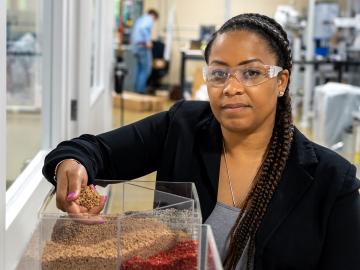 Merlin Theodore, advanced fibers manufacturing group leader and Tuskegee University alumna, will guide Oak Ridge National Laboratory’s collaboration with the university, through which students and researchers work together to advance the development of bioderived materials. Credit: ORNL, U.S. Dept. of Energy