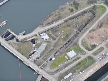 Birdseye view of Dalles North Fishway