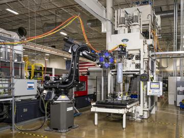 ORNL’s additive manufacturing compression molding, or AMCM, technology can produce composite-based, lightweight finished parts for airplanes, drones or vehicles in minutes and could acclerate decarbonization for the automobile and aeropsace industries.