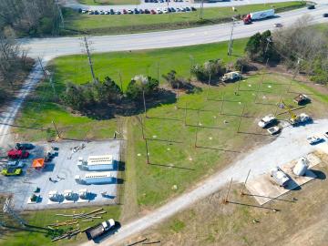 ORNL researchers demonstrated the use of drones equipped with cameras and other sensors to check power lines at an EPB of Chattanooga training center for electrical line workers. 