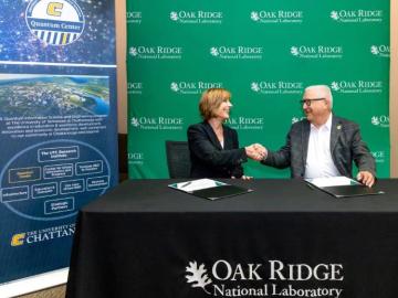 Oak Ridge National Laboratory Deputy for Science and Technology Susan Hubbard and UTC Vice Chancellor for Research Reinhold Mann