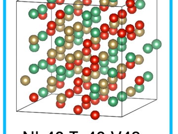 This illustration demonstrates how atomic configurations with an equiatomic concentration of niobium (Nb), tantalum (Ta) and vanadium (V) can become disordered. The AI model helps researchers identify potential atomic configurations that can be used as shielding for housing fusion applications in a nuclear reactor. Credit: Massimiliano Lupo Pasini/ORNL, U.S. Dept. of Energy