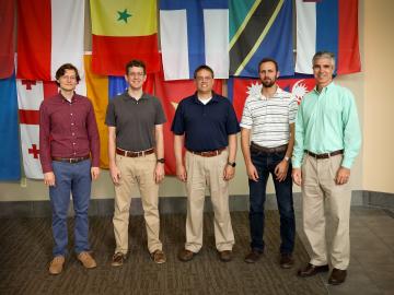 Left to right: ORNL’s Derek Rose, Matthew Eicholtz, Philip Bingham, Ryan Kerekes, Shaun Gleason