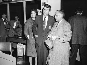 The Kennedys arrive at the Oak Ridge Research Reactor with ORNL Director Alvin Weinberg in 1959. The Kennedys arrive at the Oak Ridge Research Reactor with ORNL Director Alvin Weinberg in 1959.