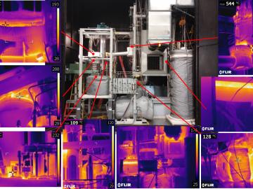 ORNL researchers use infrared photos to identify temperature loss that could create problems in the high-temperature fluoride salt pumped test loop.