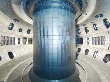 A novel technique can help protect the innermost wall in a fusion reactor from the energy created when hydrogen isotopes are heated to temperatures hotter than the sun. Photo by General Atomics A novel technique can help protect the innermost wall in a fusion reactor from the energy created when hydrogen isotopes are heated to temperatures hotter than the sun. Photo by General Atomics