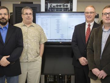 The development team for ORNL's Hyperion technology, which has won a Federal Laboratory Consortium for Technology Transfer award, included (from left) Stacy Prowell, Mark Pleszkoch, Richard Willems and Kirk Sayre. The development team for ORNL's Hyperion technology, which has won a Federal Laboratory Consortium for Technology Transfer award, included (from left) Stacy Prowell, Mark Pleszkoch, Richard Willems and Kirk Sayre.