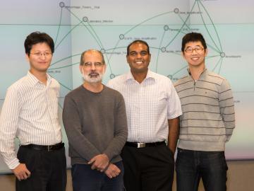 ORNL researchers (from left) Seung-Hwan Lim, Larry Roberts, Sreenivas Rangan Sukumar and Matt Lee developed a new smart data tool for medical research called ORiGAMI that has the potential to accelerate medical research and discovery.