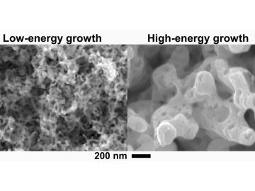 A study led by Oak Ridge National Laboratory subjected tungsten to low energies, akin to normal operations of a fusion reactor (left), and high energies emulating plasma disruptions (right). A study led by Oak Ridge National Laboratory subjected tungsten to low energies, akin to normal operations of a fusion reactor (left), and high energies emulating plasma disruptions (right).