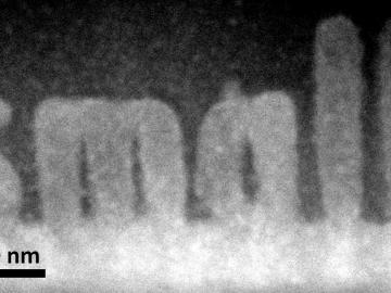 ORNL researchers used a new scanning transmission electron microscopy technique to sculpt 3-D nanoscale features in a complex oxide material. ORNL researchers used a new scanning transmission electron microscopy technique to sculpt 3-D nanoscale features in a complex oxide material.