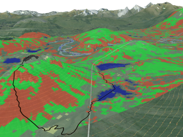 Researchers used machine learning methods on the ORNL Compute and Data Environment for Science, or CADES, to map vegetation communities in the Kougarok Watershed on the Seward Peninsula of Alaska. The colors denote different types of vegetation, such as w Researchers used machine learning methods on the ORNL Compute and Data Environment for Science, or CADES, to map vegetation communities in the Kougarok Watershed on the Seward Peninsula of Alaska. The colors denote different types of vegetation, such as w