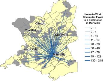 ORNL scientists used commuting behavior data from East Tennessee to demonstrate how machine learning models can easily accept new data, quickly re-train themselves and update predictions about commuting patterns. Credit: April Morton/Oak Ridge National La ORNL scientists used commuting behavior data from East Tennessee to demonstrate how machine learning models can easily accept new data, quickly re-train themselves and update predictions about commuting patterns. Credit: April Morton/Oak Ridge National La