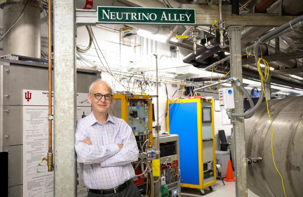 ORNL’s Marcel Demarteau inspects experiments along Neutrino Alley at the Spallation Neutron Source, which makes neutrinos as a byproduct. Credit: Genevieve Martin/ORNL, U.S. Dept. of Energy