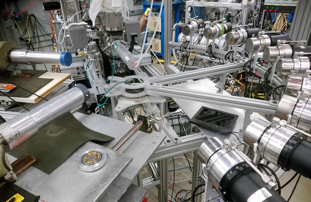 At the University of Notre Dame, part of the Oak Ridge Deuterated Spectroscopic Array measured a reaction that causes noise in some neutrino detectors. Credit: Michael Febbraro/ORNL, U.S. Dept. of Energy