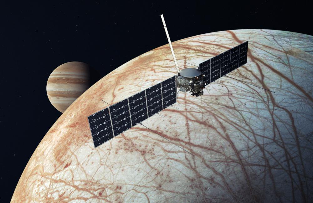ORNL and NASA’s Jet Propulsion Laboratory scientists studied the formation of amorphous ice like the exotic ice found in interstellar space and on Jupiter’s moon, Europa. Credit: NASA/JPL-Caltech