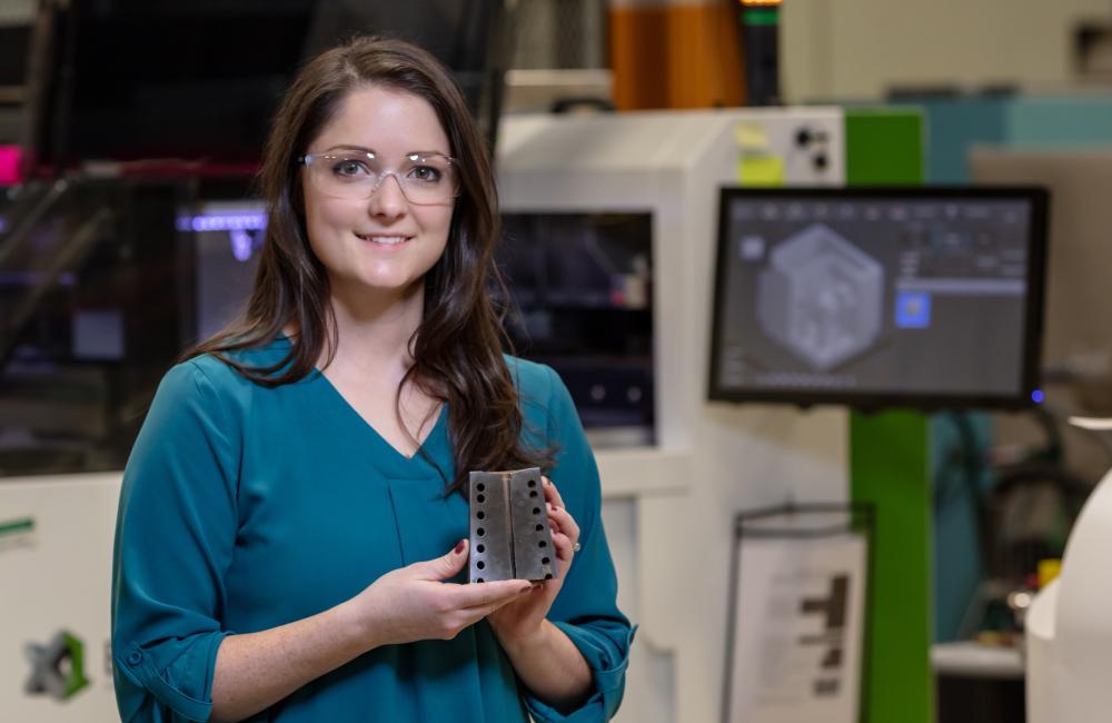 Amy Elliott, ORNL’s group leader for robotics and intelligent systems, has been honored with the ASTM International Additive Manufacturing Young Professional Award for her early career research in materials science and STEM leadership. Credit: ORNL, U.S. Dept. of Energy