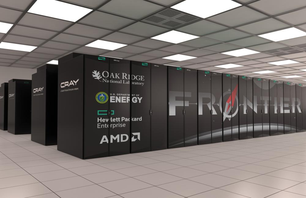 ORNL’s Frontier, an HPE Cray EX supercomputer capable of 1018 calculations per second — or 10 with 18 zeroes — is on track to be the nation’s first exascale supercomputer this year. Image Credit: ORNL