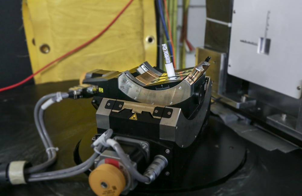 The AI-driven HyperCT platform has three primary points of articulation that can rotate a sample in almost any direction, eliminating the need for human intervention and significantly reducing lengthy experiment times. Credit: Genevieve Martin, ORNL/U.S. Dept. of Energy