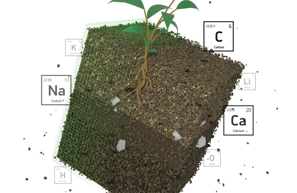  Illustration of a laser-based analytical method to accelerate understanding of critical plant and soil properties with the aim of co-optimizing bioenergy plant growth and soil carbon storage