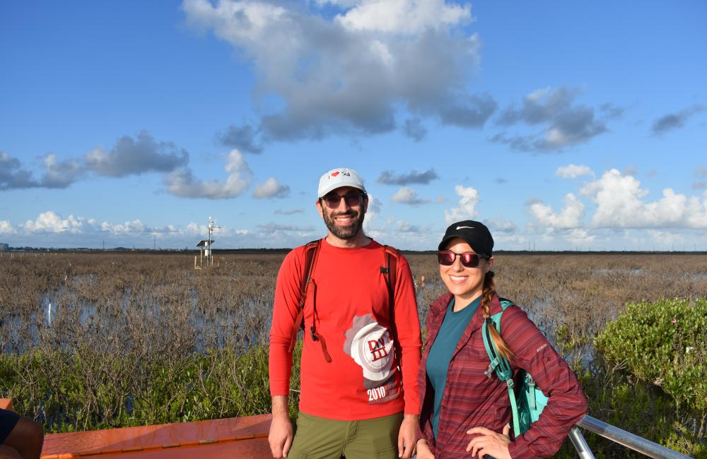 ORNL’s Ben Sulman and Shannon Jones at a mangrove habitat in Port Aransas, Texas