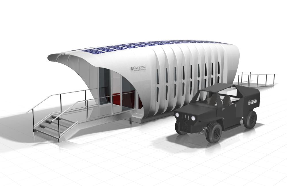 The Additive Manufacturing Integrated Energy Demonstration Project (AMIE) includes a specially built house and vehicle jointly powered by the same energy source.