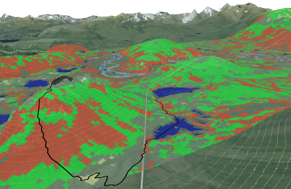 Researchers used machine learning methods on the ORNL Compute and Data Environment for Science, or CADES, to map vegetation communities in the Kougarok Watershed on the Seward Peninsula of Alaska. The colors denote different types of vegetation, such as w