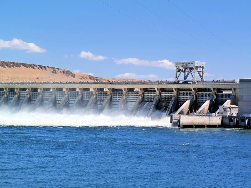 hydropower dam releasing water